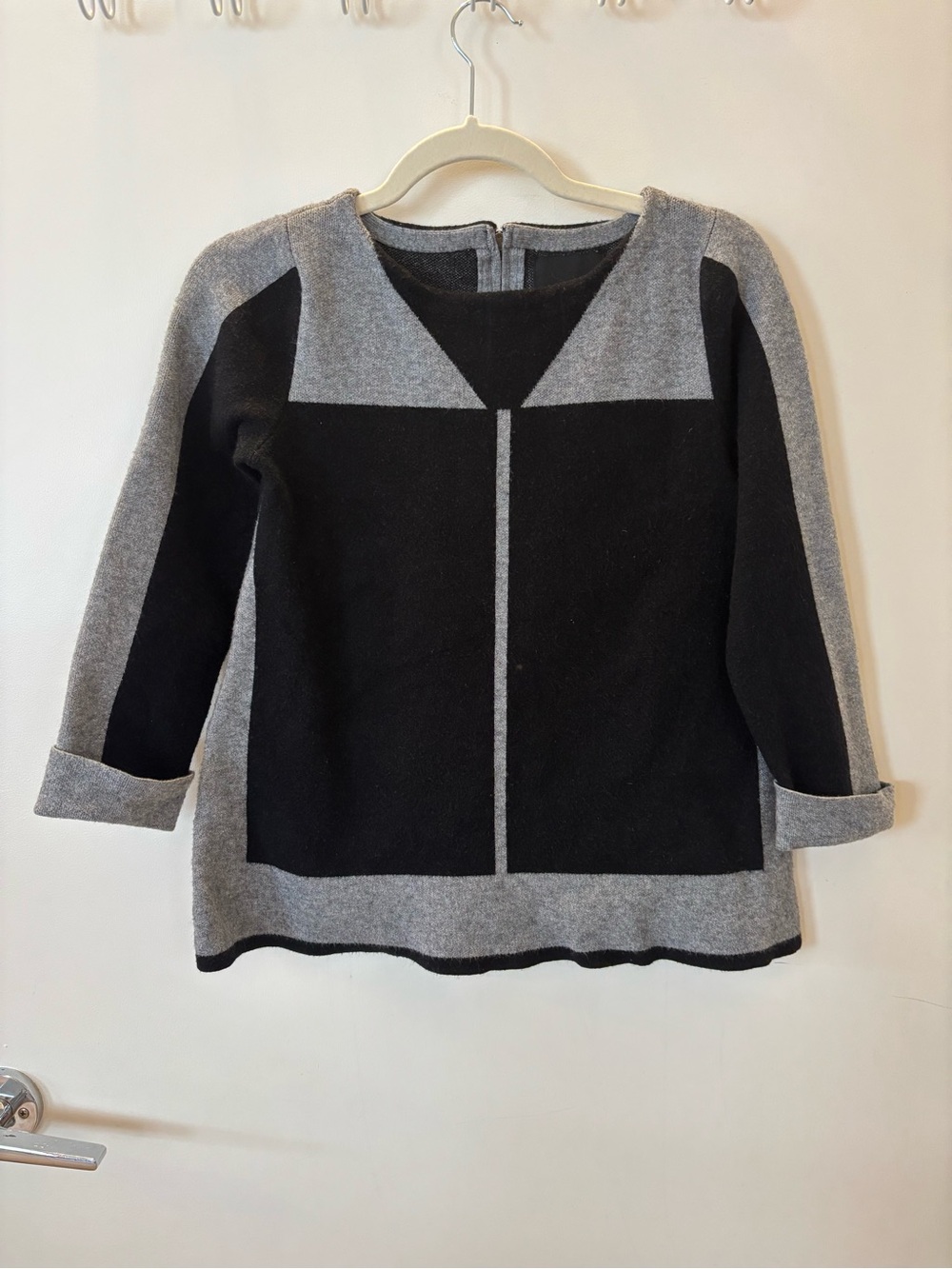 Cynthia Rowley Black Grey Colourblock Knit Sweater XS